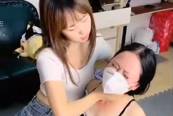 Chinese lezdom - Tied Up Slave Chocked And Caned  - Video thumbnail